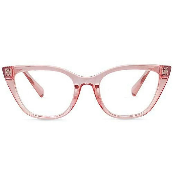 In Style Eyes Stylish Large Cateye Blue Light Blocking Glasses for Women Clear Rose