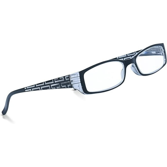 In Style Eyes Super Strength II High Magnification Reading Glasses - Full-Rimmed Rectangle Frame, Non-Polarized Lens - Black - 7.0x