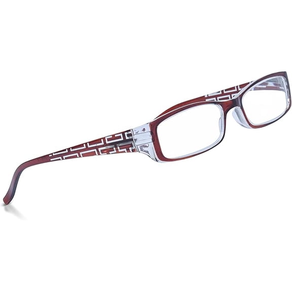 In Style Eyes Super Strength II High Magnification Reading Glasses - Full-Rimmed Rectangle Frame, Non-Polarized Lens - Brown - 6.5x