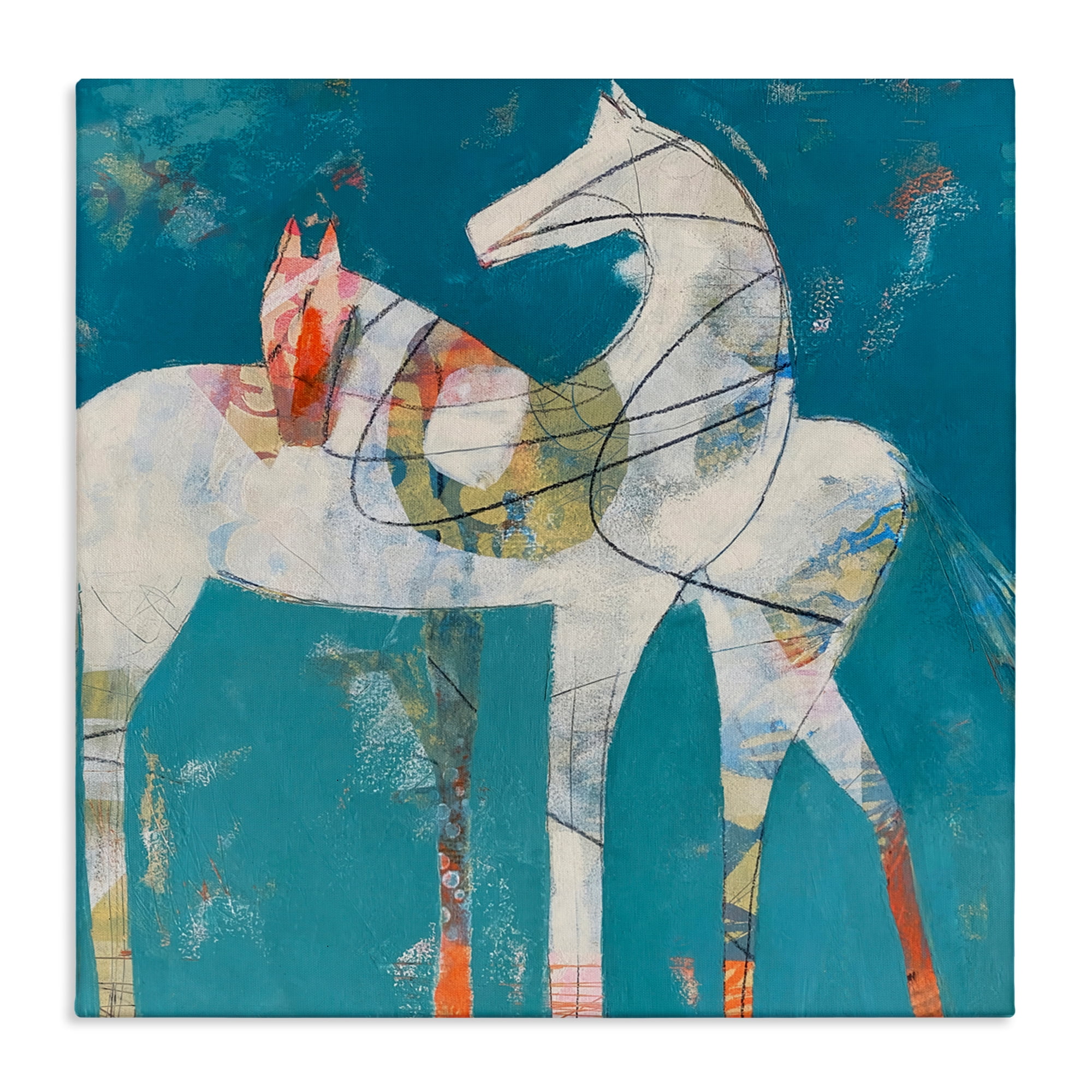 In Sync Abstract Horse Pair Canvas Wall Art, design by Dianna Fritzler