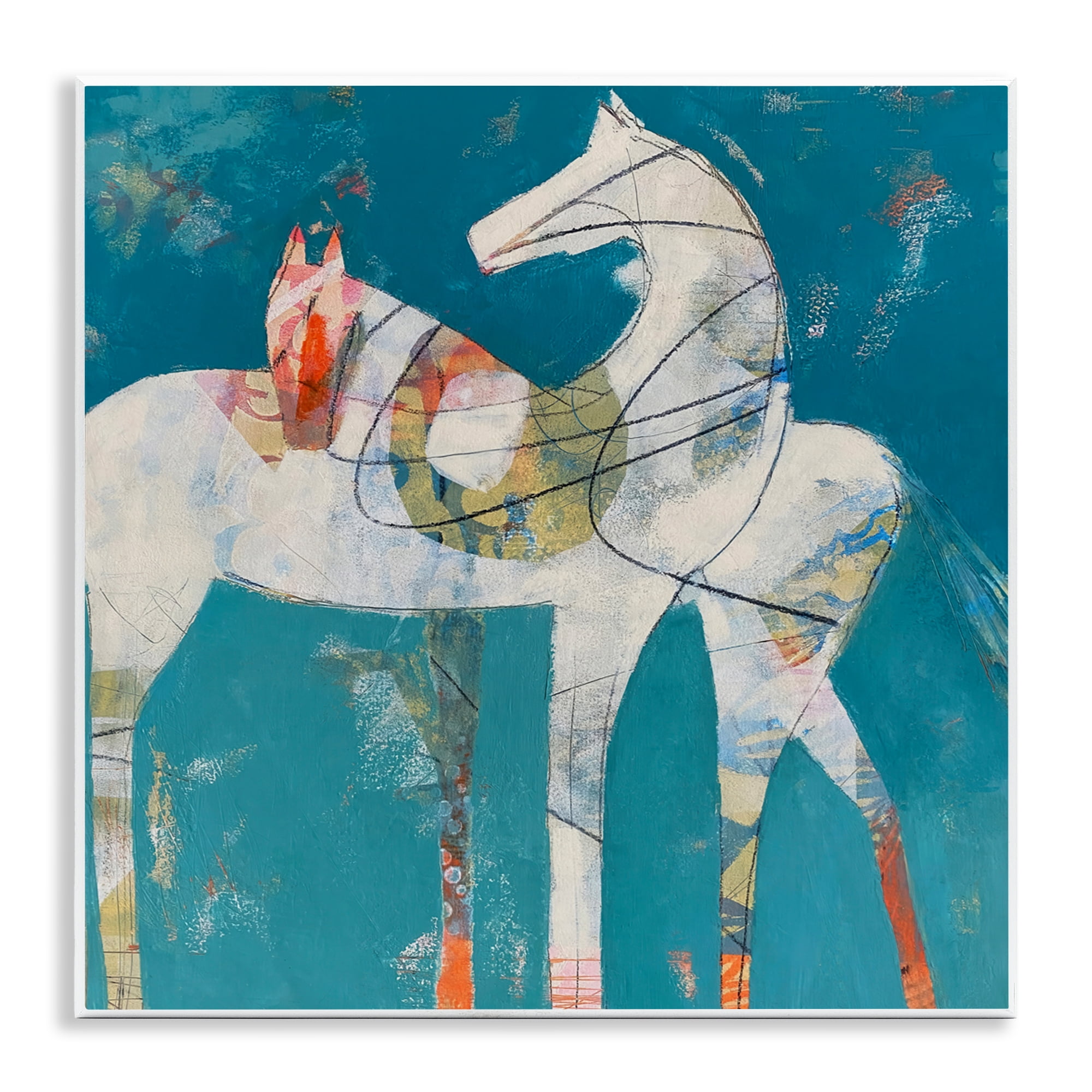 In Sync Abstract Horse Pair Wall Plaque Art, design by Dianna Fritzler