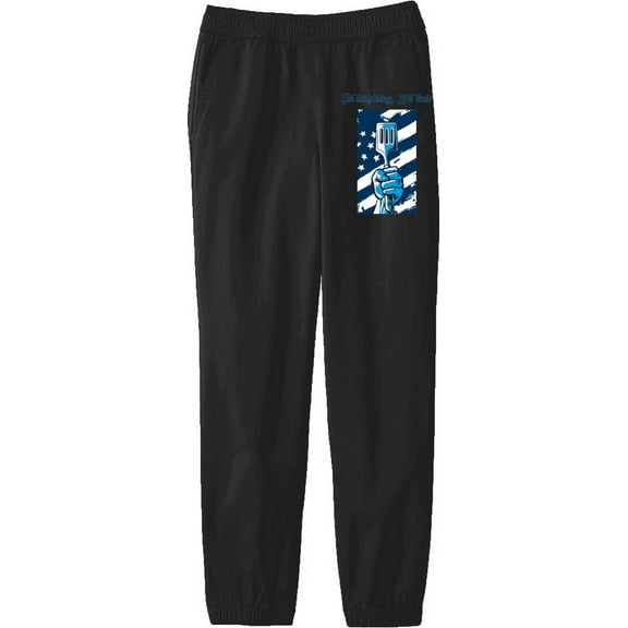In Tailgating We Trust American Flag And Spatula Youth Black Jogger Pants-Medium