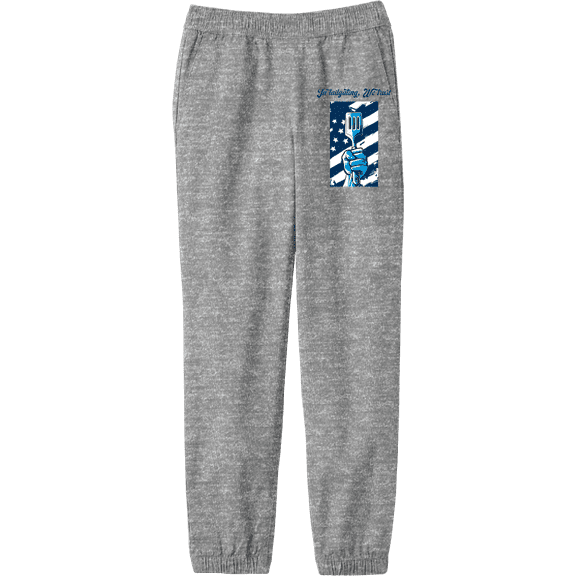 In Tailgating We Trust American Flag And Spatula Youth Heather Gray Jogger Pants-XL