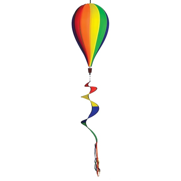 In The Breeze 1046 — Rainbow Hot Air Balloon 12 Panel — Colorful Garden Wind Spinner