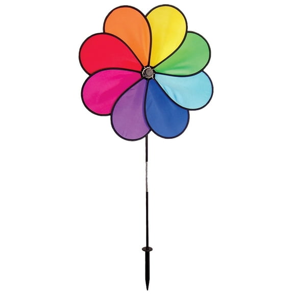 In The Breeze 2803 Rainbow Dazy 8-Petal Garden Spinner Colorful, 19-inch Flower Wind Spinner for Yards and Gardens