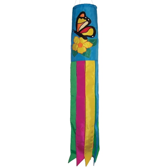 In The Breeze 4137 — 40-inch Butterfly Windsock — Colorful Outdoor Garden and Yard Decor