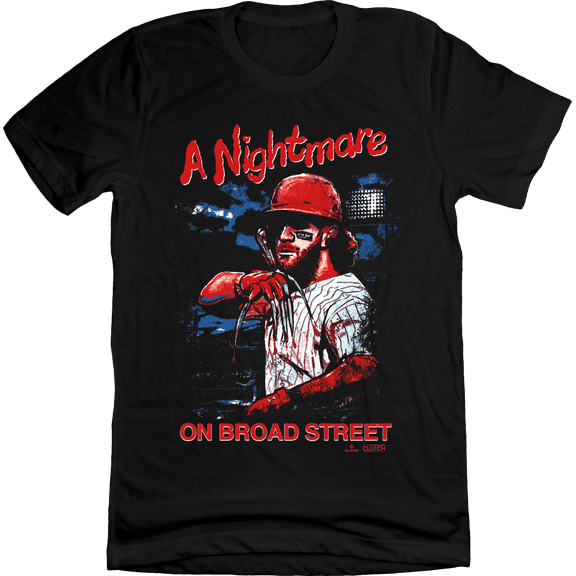 In The Clutch Bryce Harper Nightmare on Broad Street Youth T-Shirt, Philadelphia Baseball, Black, YXL