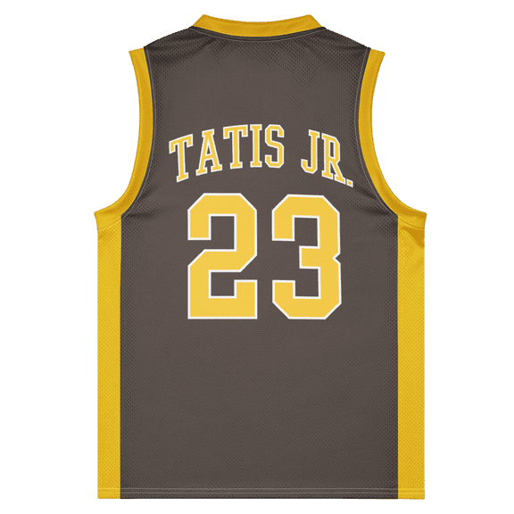 In The Clutch Fernando Tatis Jr. Basketball Jersey, Unisex San Diego Baseball, Brown and Gold, Medium