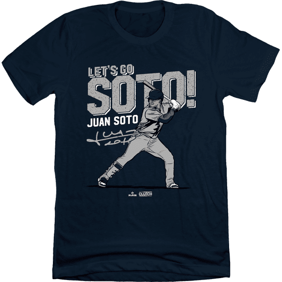 In The Clutch Let's Go Soto Youth T-Shirt, Juan Soto, New York Baseball, Heather Navy, YL