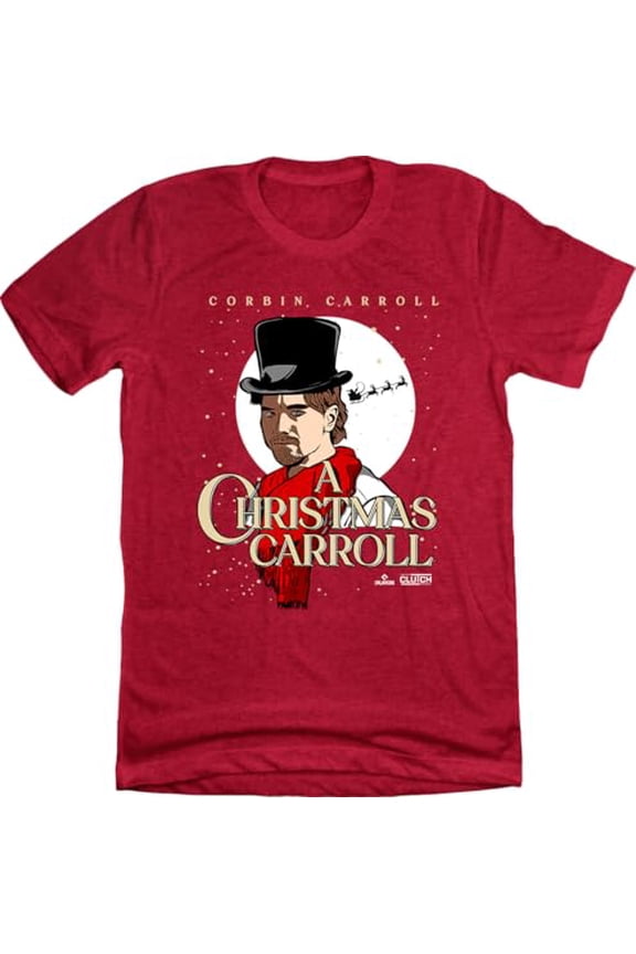 Official Corbin Christmas Carroll MLBPA Player Tee Heather Red Youth T-Shirt YL