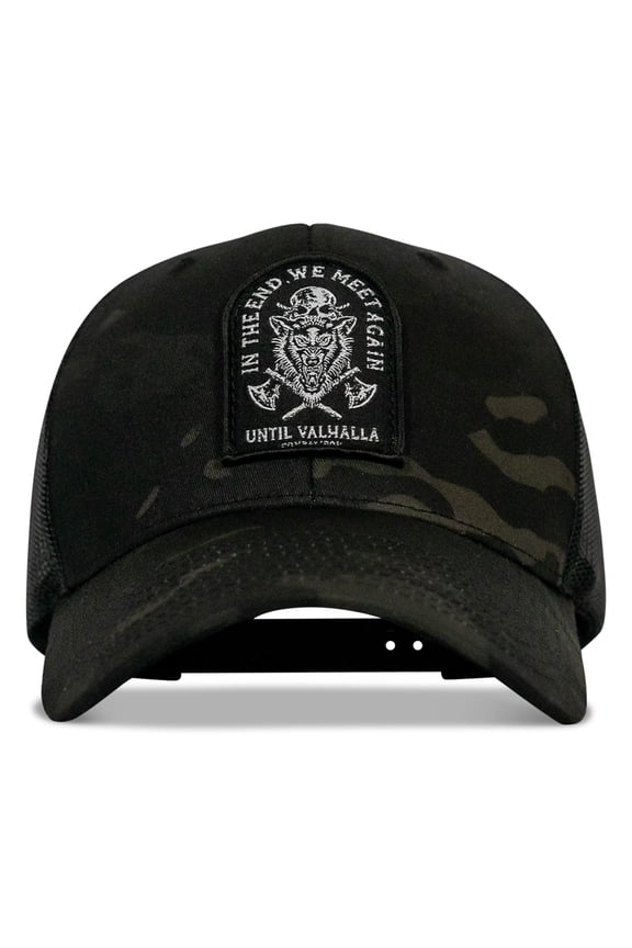 In The End, We Meet Again - Until Valhalla Patch Snapback Hat Black Multicam / Black