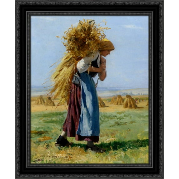 In The Fields 20x23 Black Ornate Wood Framed Canvas Art by Dupre, Julien