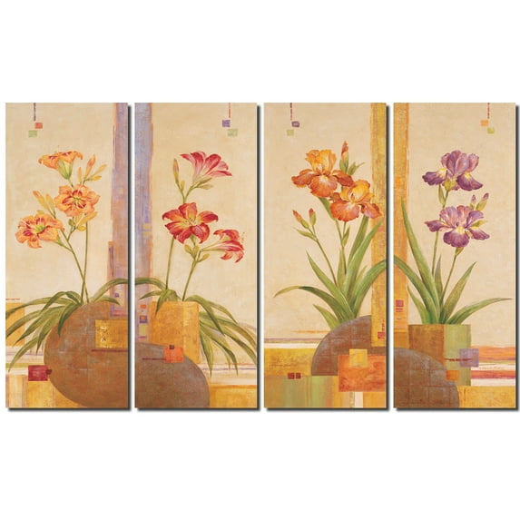 In The Garden I Lovely, Colorful Abstract Floral Panels; Four 8X20 Poster Prints