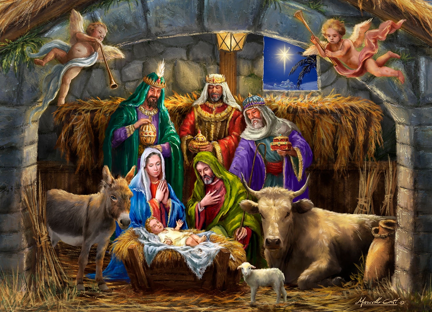 In The Manger Jigsaw Puzzle Advent Calendar 1000 Pieces by Vermont Christmas Company - 24 Puzzle Sections to Complete - Count Down to Christmas Each Day in December