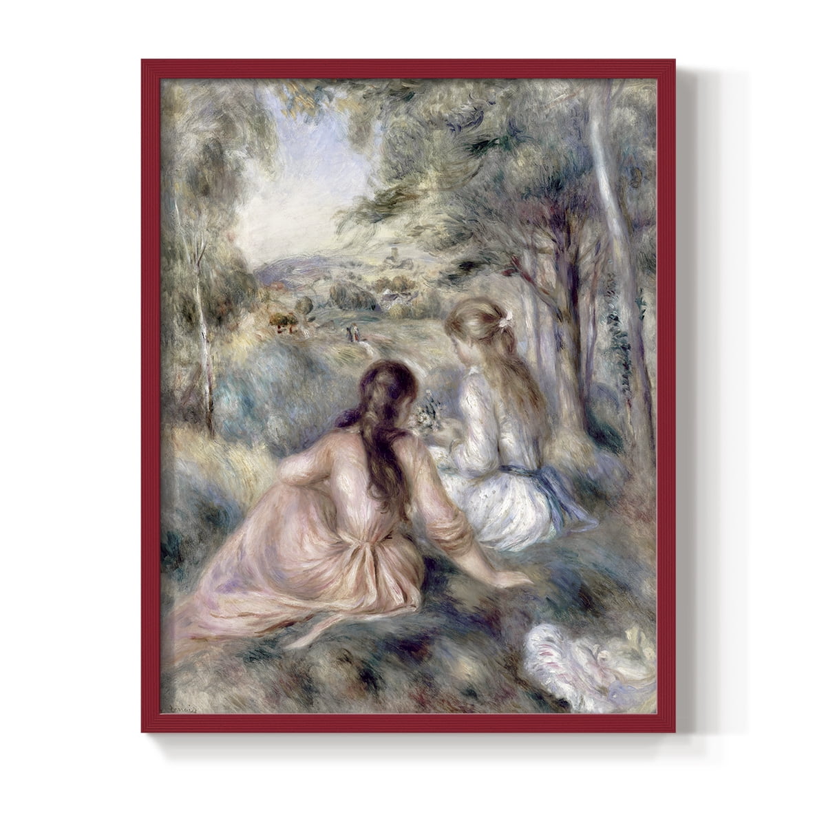 In The Meadow in Red Solid Wood 8 x 10 Framed Print