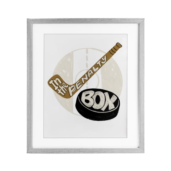 Stupell Industries In The Penalty Box Gray Framed Print Under Glass, design by Connie Summers