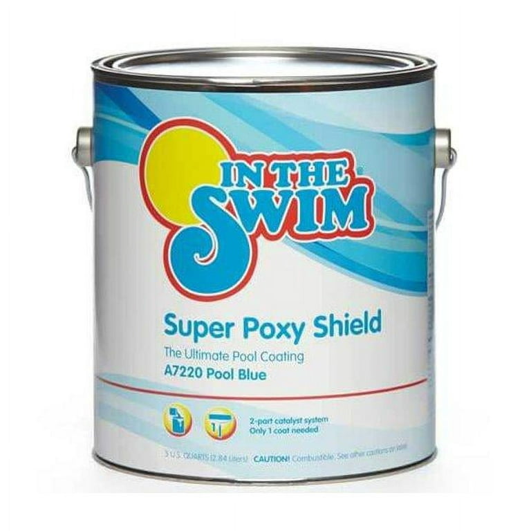 In The Swim 1 Gallon Pool Blue Super Poxy Shield - Epoxy-Base, High Gloss,  Swimming Pool Paint - Long Lasting Stain Resistant A7210 