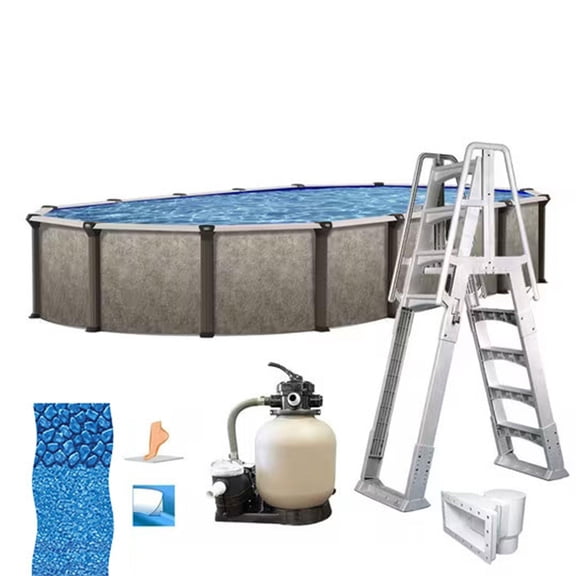 In The Swim 12' x 18' Oval Above Ground Swimming Pool - Epic Package - Featuring: Sand Filter, Pump System and A-Frame Ladder PEPI121852LESB