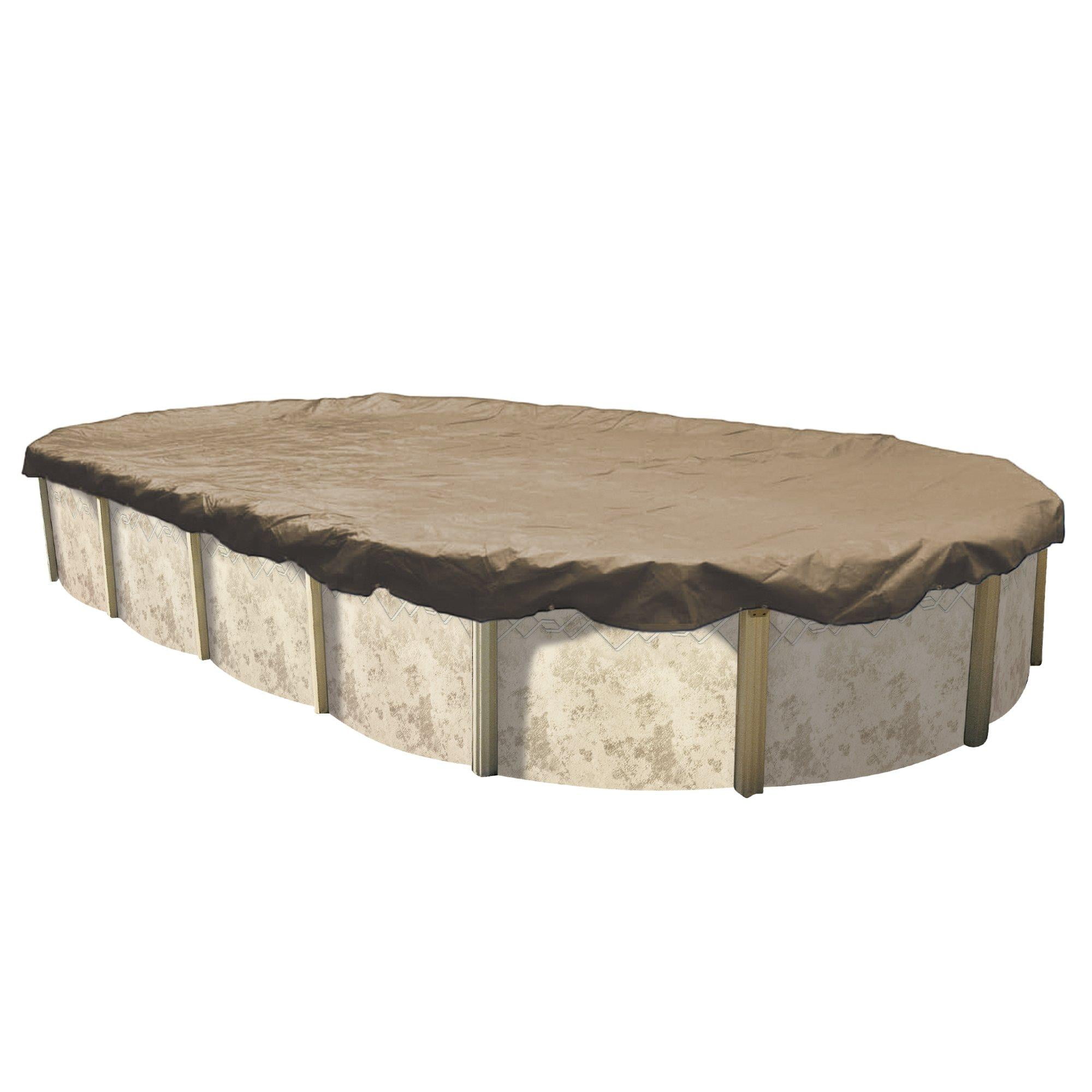 Tan 12' x 24' Oval Above Ground Winter Pool Cover