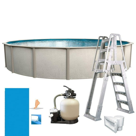 In The Swim 15' Round Above Ground Swimming Pool - Weekender Package - Featuring: Sand Filter, Pump System and A-Frame Ladder LESWKNDR1548LES