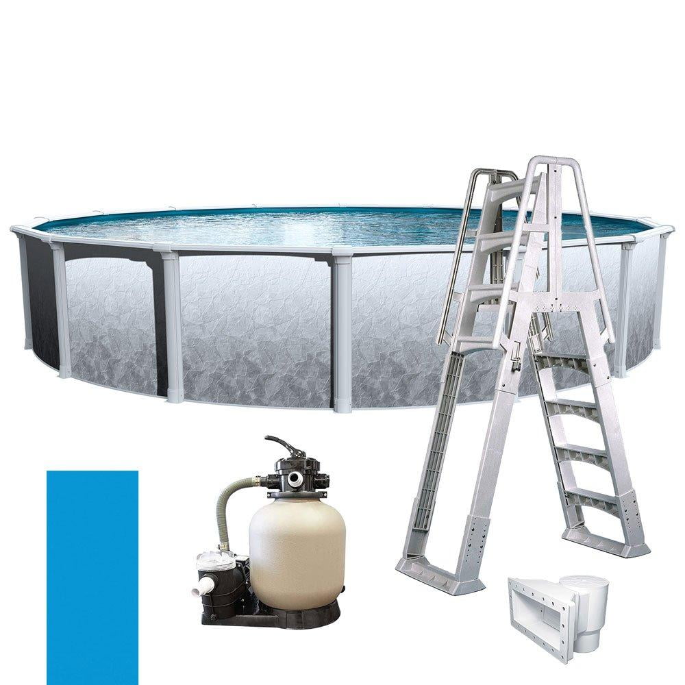 In The Swim 15' Round Above Ground Swimming Pool - Weekender Plus Package - Featuring: Sand Filter, Pump System and A-Frame Ladder LESWKPLS1552LES