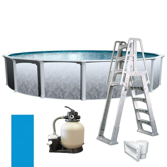 In The Swim 15' Round Above Ground Swimming Pool - Weekender Plus Package - Featuring: Sand Filter, Pump System and A-Frame Ladder LESWKPLS1552LES
