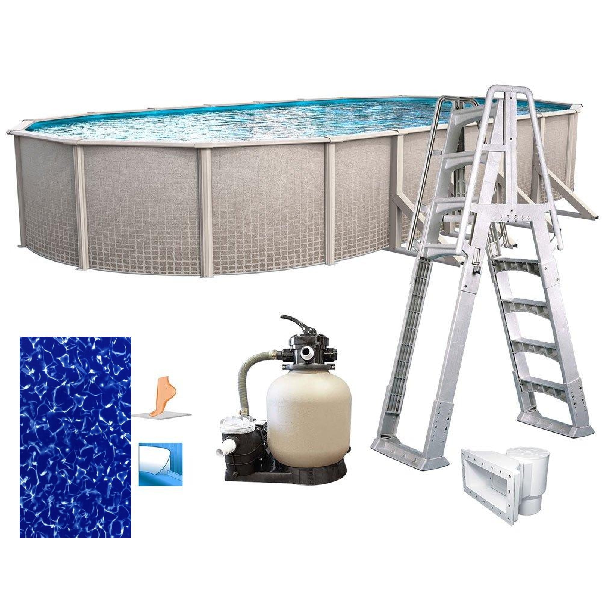 In The Swim 15' x 30' Oval Above Ground Swimming Pool - Freestyle Package - Featuring: Sand Filter, Pump System and A-Frame Ladder PFRS153052LESB