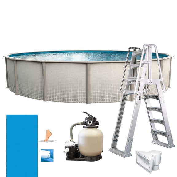 In The Swim 24' Round Above Ground Swimming Pool - Weekender Package - Featuring: Sand Filter, Pump System and A-Frame Ladder LESWKNDR2448LES