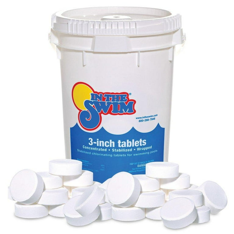 In The Swim 3 Inch Stabilized Chlorine Tablets for Sanitizing Swimming  Pools - Individually Wrapped, Slow Dissolving - 90% Available Chlorine 