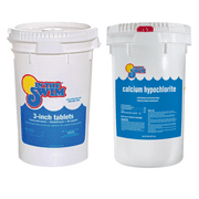 In The Swim Chlorine and Shock Bundle for Sanitizing Swimming Pools – Includes 50 Pound Bucket of 3 Inch Stabilized Chlorine Tablets and 50 Pound Bucket of 68% Cal-Hypo Pool Shock