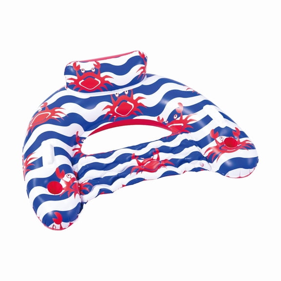 In The Swim Coastal Crab Inflatable Sun Chair - Charming Crab Design - Comfortable Pillow Support - 2 Cup Holders - Durable & Easy to Use WD039