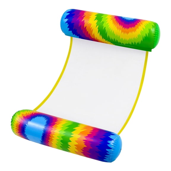 In The Swim Groovy Tie Dye Inflatable Hammock Pool Float – Rainbow Color Design for Relaxing Poolside Comfort 32007-L