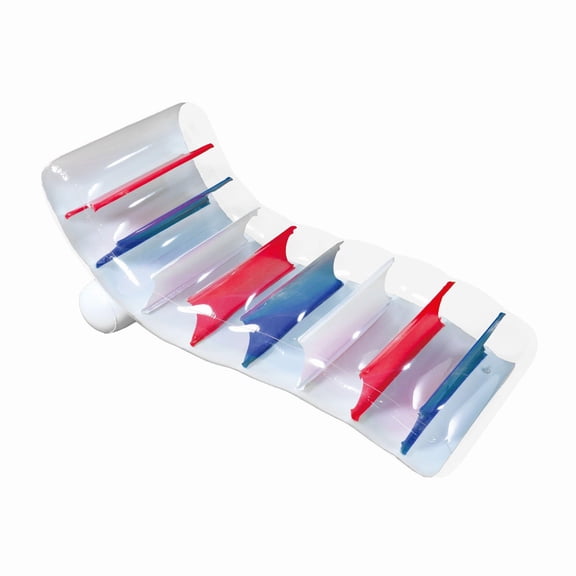 In The Swim Red, White, & Blue Inflatable Pool Lounger - Comfortable Floating Lounger for Poolside Relaxation - Easy to Inflate and Deflate WD051