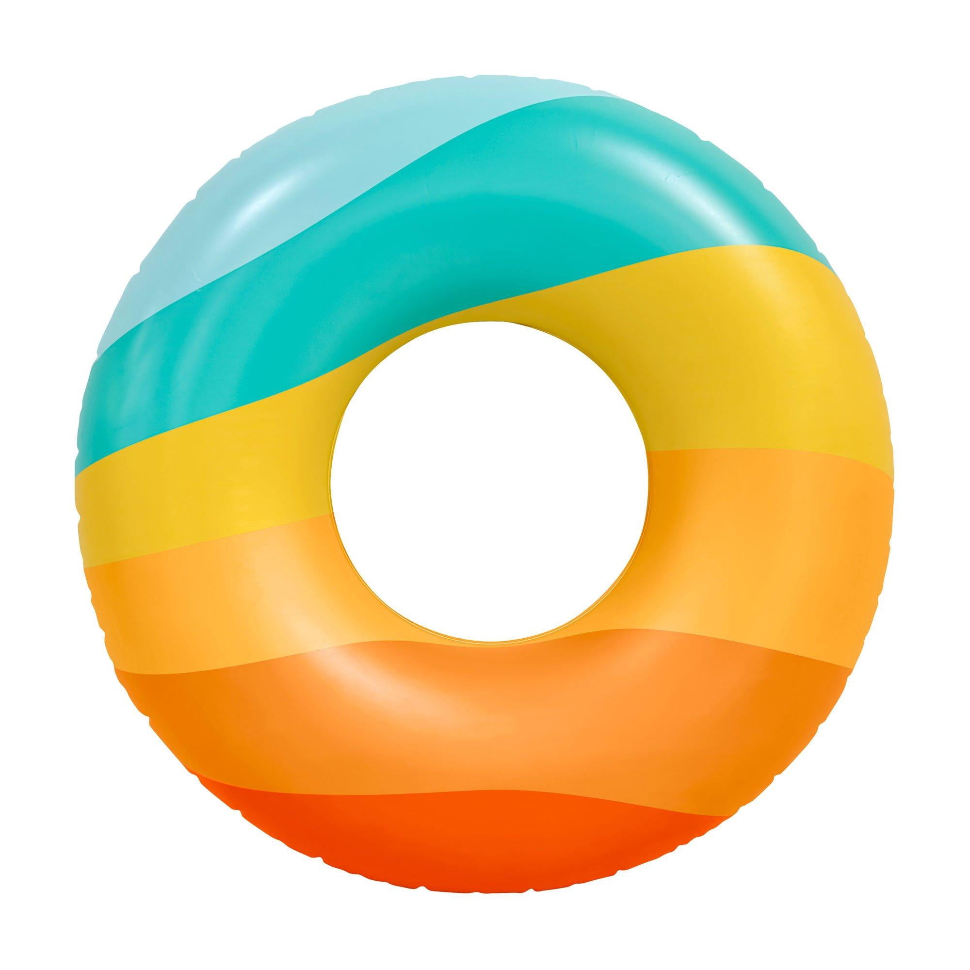 Wavy Pool Float In The Swim Retro Wave Inflatable Ring Pool Float – Colorful Gradient ...
