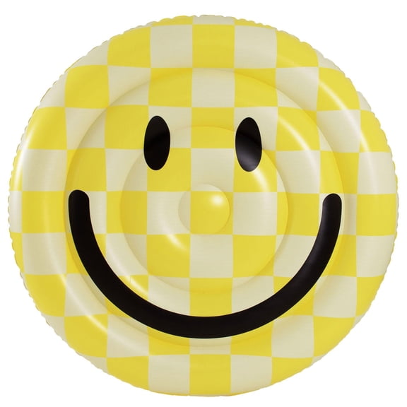 In The Swim Smiley Island Inflatable Raft Pool Float – 60-Inch Fun Smile Design, Durable PVC Pool Float for Ultimate Relaxation PC4801SMI