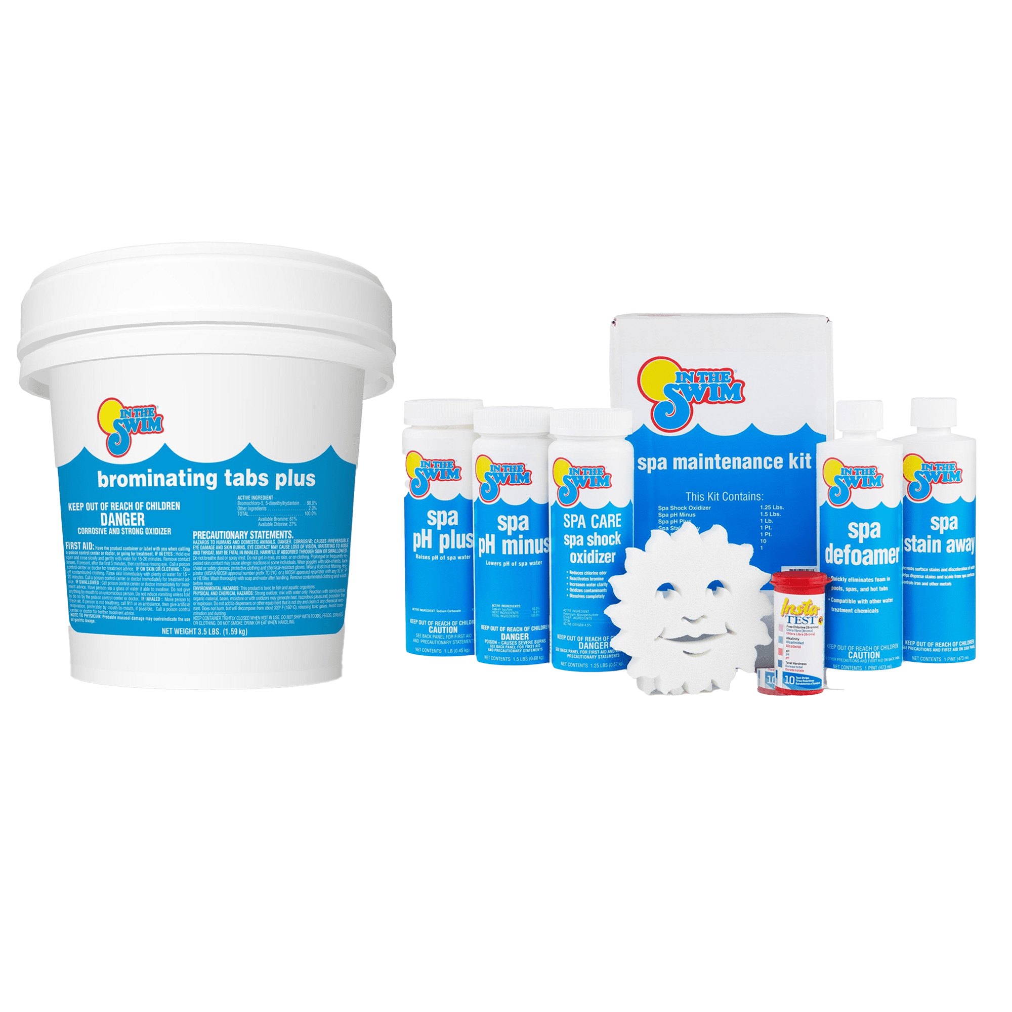 In The Swim Spa and Hot Tub Maintenance Kit and Bromine Plus Bundle – Pre-Stabilized, Low Odor, Chlorine Alternative KSPAMNT01AZ_Bro