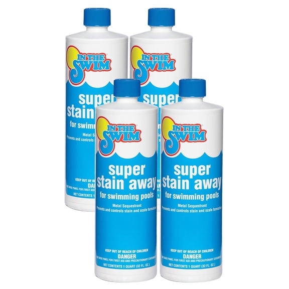 In The Swim Super Stain Away - Ultimate Swimming Pool Stain Remover Prevents Stains, Scaling, and Build-Up - 4 x 1 Quart Bottles F066001012AE_4