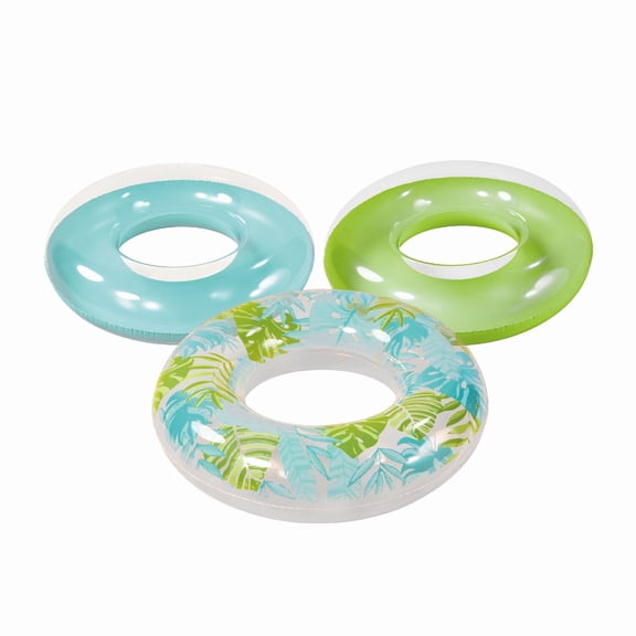 In The Swim Tropical Trio Inflatable Tube Pack – 3-Pack – Durable & Stylish Pool Tubes for Adults & Kids WD035