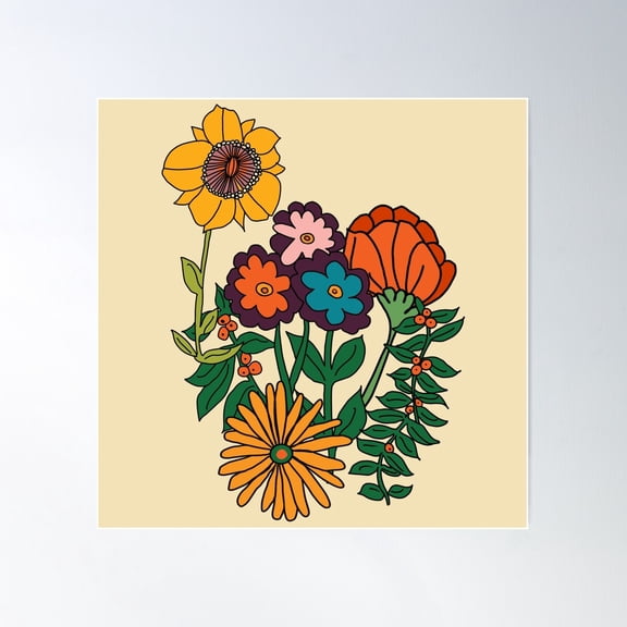 In The Weeds - Retro Floral Pearl Poster Wall Art, Modern Wall Decor For Living Room Bedroom, 8x12 UNFRAMED