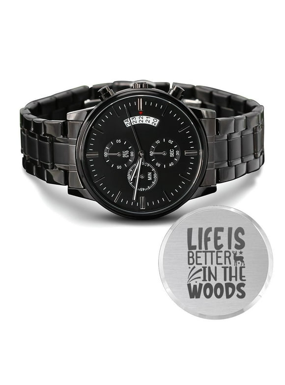 In The Woods Engraved For Hunting Hunters Multifunction Men's Watch Stainless Steel W Copper Dial