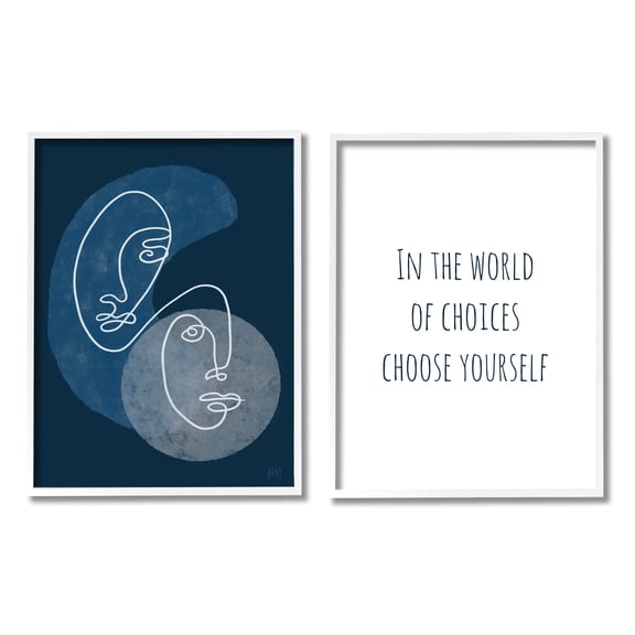 In The World Choose Yourself Phrase Two Faces 11 in x 14 in Framed Painting Art Prints, by Stupell Home Décor Set of 2