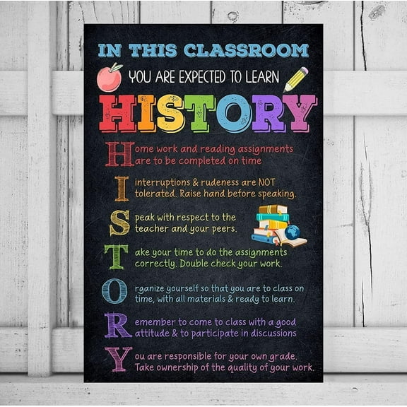 In This Classroom History Class Rules Poster Gifts for Student Teacher, Motivational Classroom Welcome poster