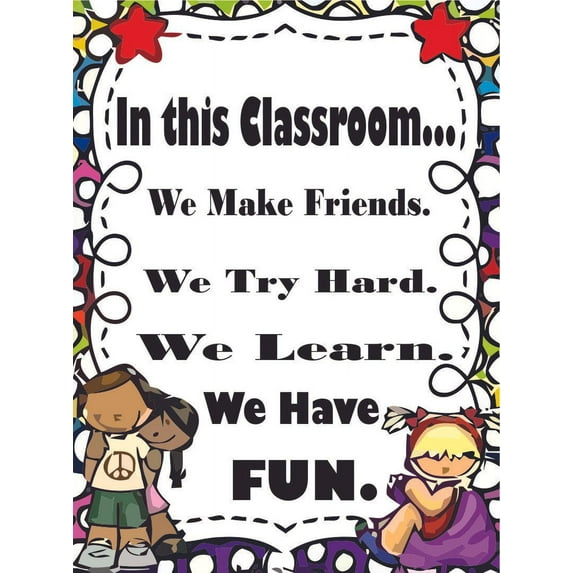 In This Classroom Wall Decals for Classroom Decor Decoration Design Decals on Walls - Red Apple Smile Creative Teacher Artwork Stickers Sticker Back to School Ideas Teachers Schools Size (30x15 inch)