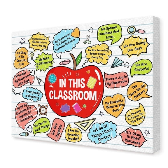In This Classroom is Amazing Canvas Wall Art,Educational Positive Affirmations Canvas Painting Artwork for Classroom Preschool Nursery Wall Decor