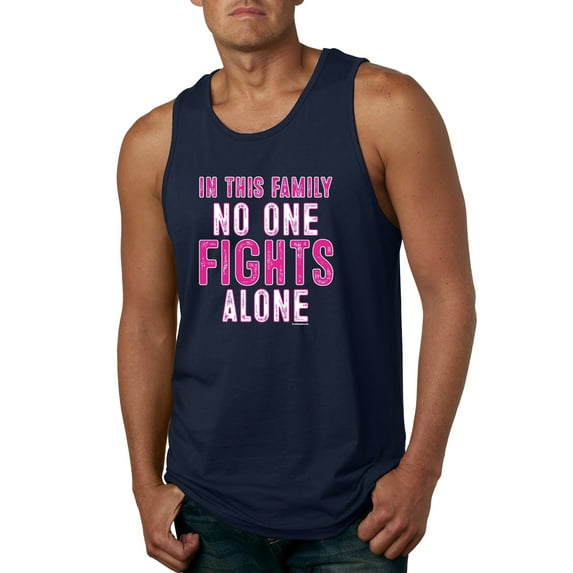 In This Family No One Awareness Mens Graphic Tank Top, Navy, Medium
