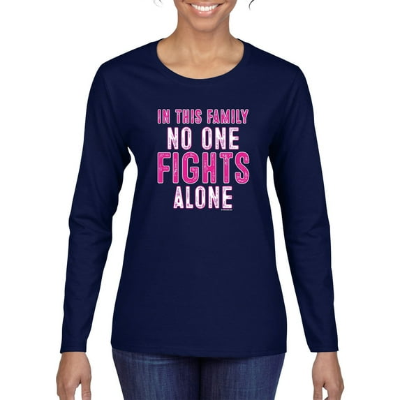 In This Family No One Awareness Womens Graphic Long Sleeve T-Shirt, Navy, X-Large
