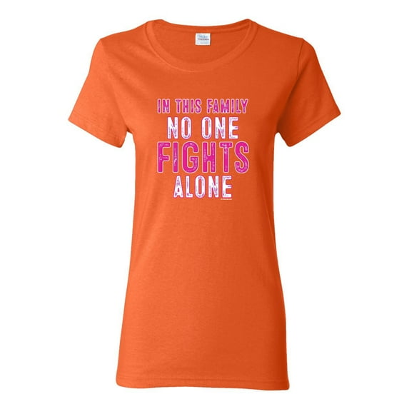 In This Family No One Awareness Womens Graphic T-Shirt, Orange, Small