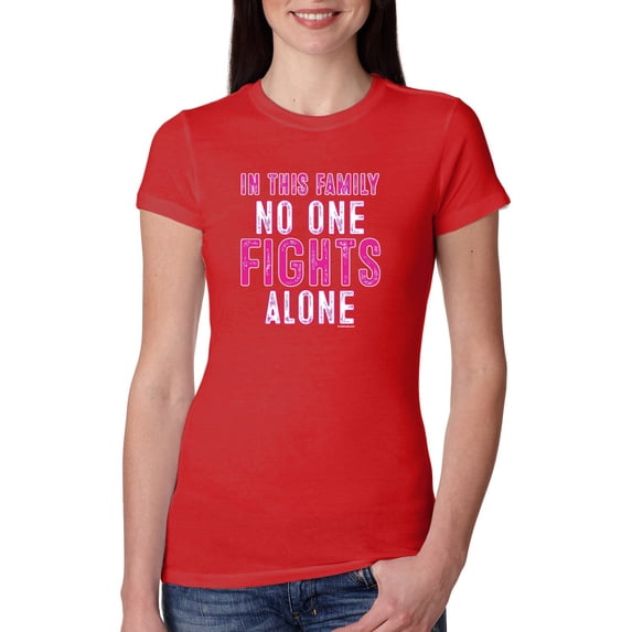 In This Family No One Awareness Womens Slim Fit Junior Tee, Red, Medium