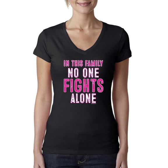 In This Family No One Awareness Womens V-Neck Tee, Black, Small