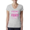 thumbnail image 1 of In This Family No One Awareness Womens V-Neck Tee, Heather Grey, Small, 1 of 3